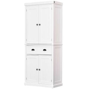HOMCOM MDF Freestanding Tall Kitchen Cabinet White