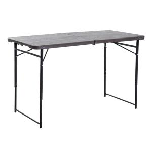 Outsunny 4FT Portable Metal Picnic Table, 22Lx61Wx53/71.5H cm-Black/Brown