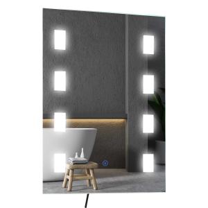 HOMCOM lichtspiegel LED-spiegel badspiegel badkamerspiegel wandspiegel zilver