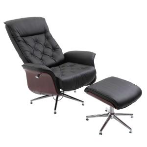 relaxstoel met kruk tv-stoel Gepolsterde stoel 360° draaibaar 145° kantelbaar