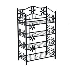 plantenrek bloemenrek plantenstandaard plantenetagere metaal 4 niveaus zwart