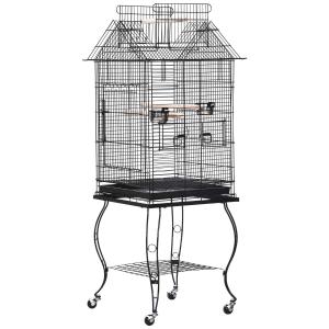 HOMCOM Metal Bird Cage 51x51x135 cm-Black