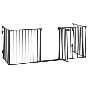 PawHut Pet Safety Gate 5-Panel Playpen Fireplace Christmas Tree Fence Stair Barrier