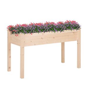 Outsunny Raised Wood Garden Bed Planter Vegetables Grow Flower Herbs Box Kit