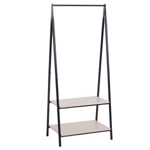 HOMCOM 2-Tier Garment Rack Storage Shelves Metal Coat Shoes Clothes Stand Open Wardrobe