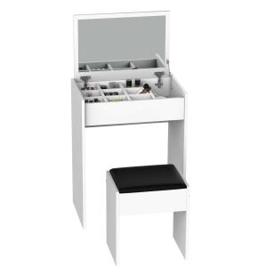 HOMCOM Dressing Table Set with Flip-up Mirror and Stool-White