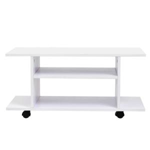 HOMCOM TV Stand W/ Shelves -White