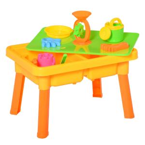 HOMCOM Sand and Water Table 16 pcs Beach Toy Set 2 in 1 Outdoor Activities Playset