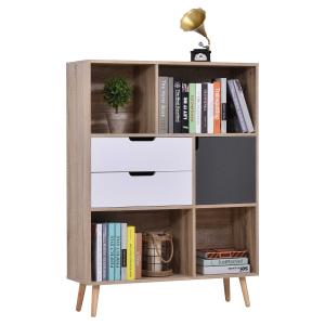 HOMCOM boekenkast dressoir keukenkast met 4 planken 2 schuiflades 1 deurkast