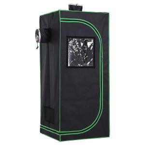 Outsunny Hydroponic Plant Grow Tent W/ Window Tool Bag, 60L x 60W x 140Hcm-Black/Green