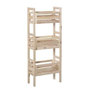 Outsunny 3pcs Wood Flower Stand Flower Pot Display Organizer w/ Slatted Shelves Natural