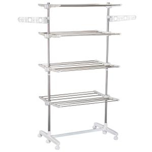 HOMCOM 4 Layers Folding Cloth Hanger Stand-White/Silver