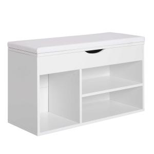 HOMCOM Wooden Shoes Cabinet Bench Hidden Storage Padded Seat Organiser Footwear