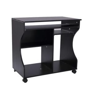 Mobiel rolbaar bureau zwart computerbureau tafel werktafel met aflegvlak