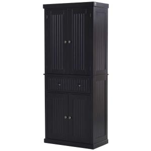 HOMCOM MDF Freestanding Tall Kitchen Cabinet Black