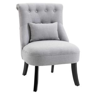HOMCOM relaxstoel met rugkussen fauteuil tv-stoel verhoogde poten linnen