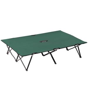 Outsunny Foldable Cot Bed 193Lx125Wx40H cm-Black/Green