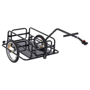 HOMCOM Folding Bicycle Cargo Storage Cart and Luggage Trailer with Hitch Black