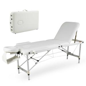 HOMCOM PVC Upholstered Portable Massage Table w/ Carry Case White