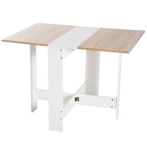 HOMCOM Particle Board Drop Leaf Table-Oak White Colour