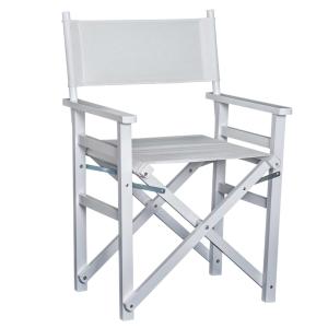 HOMCOM Wooden Director's Folding Chair, Oxford Fabric, Beech,56L-White