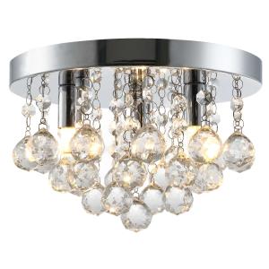 HOMCOM Mini Style Modern Crystal Ceiling Lamp Chandelier for Bedroom Kitchen Silver