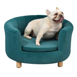 PawHut Modern Nest Shape Pet Sofa for Cat or Small-sized Dog w/Loop Wrapped Backrest, Green