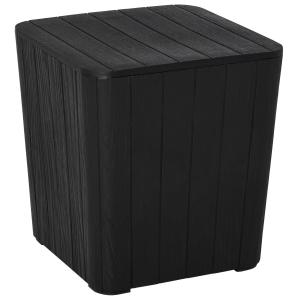 Outsunny Wood Effect Coffee Table Square Storage Box Garden Furniture Bucket Patio Black