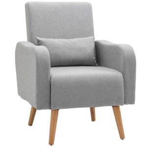 HOMCOM Nordic Armchair Sofa Chair, 72W x 77D x 93Hcm-Grey