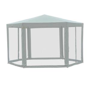 Outsunny Hexagon Netting Gazebo-Creamy White