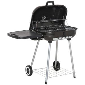 Outsunny Portable Charcoal Steel Grill 22 inch BBQ Outdoor Picnic Camping Backyard Cooking Smoker Heat Control With Wheels Shelves