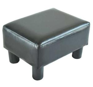 HOMCOM® voetenbank gemaakt van synthetisch leer voetenbank Chesterfield zwart krukje bank