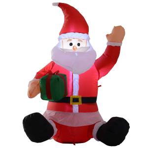 HOMCOM Kerstdecoratie ventilator zelfopblaasbare kerstman Santa Claus led