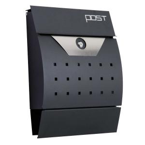 HOMCOM Lockable Mail Box, Wall-mounted, Steel-Black