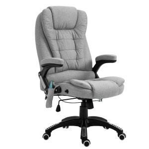 Vinsetto Burlap Reclining Heated Massage Office Chair Grey