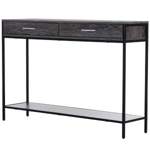 HOMCOM bijzettafel entreetafel 2 schuiflades onderste plank staal grijs 120 x 30 x 81,5 cm | Aosom.de