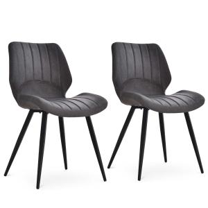 HOMCOM PU Leather Upholstered Set-of-2 Moulded Dining Chairs Grey