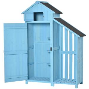 Outsunny Combination Garden Storage Shed Outdoor Firewood House Waterproof Asphalt Roof