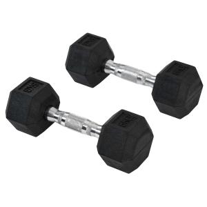 HOMCOM Hex Dumbbell Rubber Weights Sets Hexagonal Gym Fitness Lifting Home