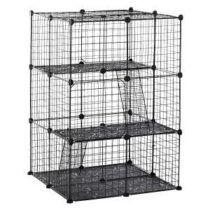 PawHut Pet Playpen DIY Small Animal Cage w/ Doors Ramps for Kitten Bunny Chinchilla