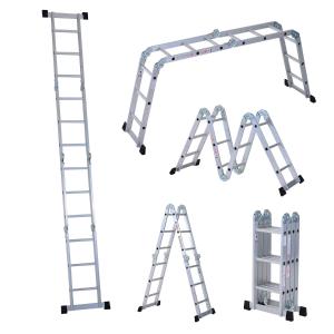 HOMCOM 370 cm Folding Aluminum Ladder A-type-Silver
