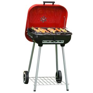 Outsunny Charcoal Barbecue Grill W/2 Wheels, 45x47.5x70 cm-Red/Black