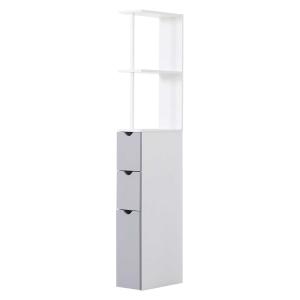 HOMCOM Bathroom Storage Cupboard,15W x 33D x 136H cm-White