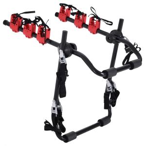 HOMCOM Foldable 3 Bike Carrier Car Back Mount Bicycle Rack Trunk SUV Universal Straps