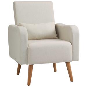 HOMCOM Nordic Armchair Sofa Chair, 72W x 77D x 93Hcm-Cream White