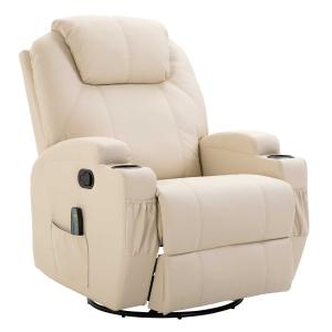 HOMCOM® Massagesessel Wärmefunktion | Eco-Leder, Schaumstoff, Metall | 84 x 92 x 109 cm | Creme