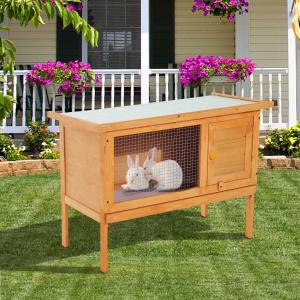 PawHut® Hasenstall Kaninchenstall Holz 90x45x65cm