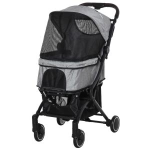 hondentrolley hondenbuggy buggy voor katten met boodschappentas inklapbaar aluminium grijs