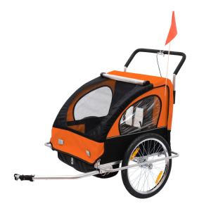HOMCOM® 2 in 1 Jogger Kinderanhänger Fahrradanhänger Kinder Radanhänger 5 Farben mit Fahne