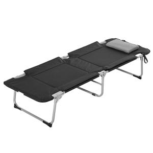 Outsunny® Campingbett Feldbett Klappbett mit Kissen Campingliege inkl. Tasche Schwarz